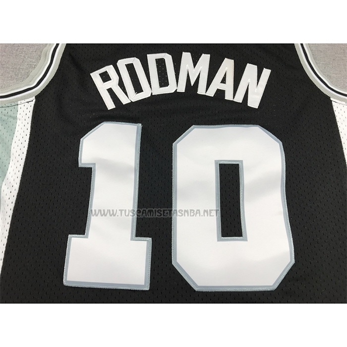 Camiseta Dennis Rodman NO 10 San Antonio Spurs Mitchell & Ness 1993-94 Negro